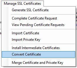 Convert Certificate Menu