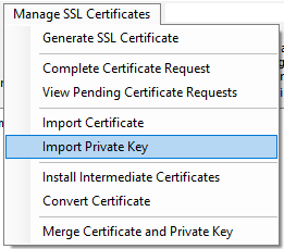 Import Private Key Menu