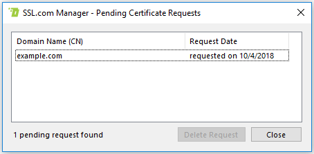 View Pending Cert Requests Form