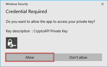 Security dialog box