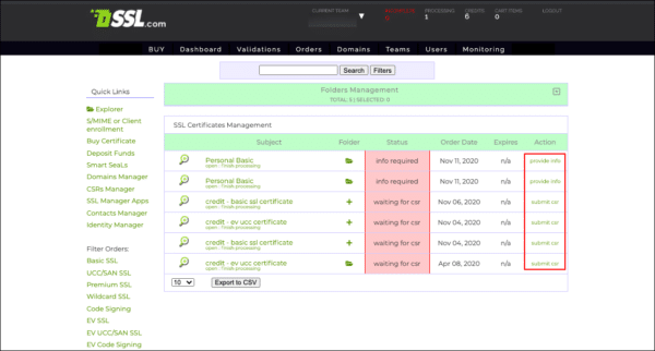 Cert Credits Screen