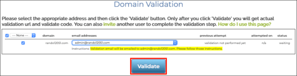 Validate button