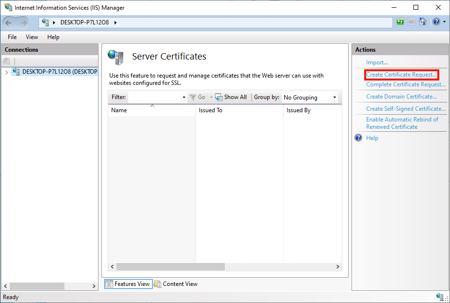 Create Certificate Request