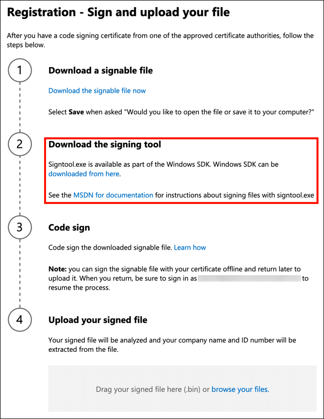 Download the signing tool